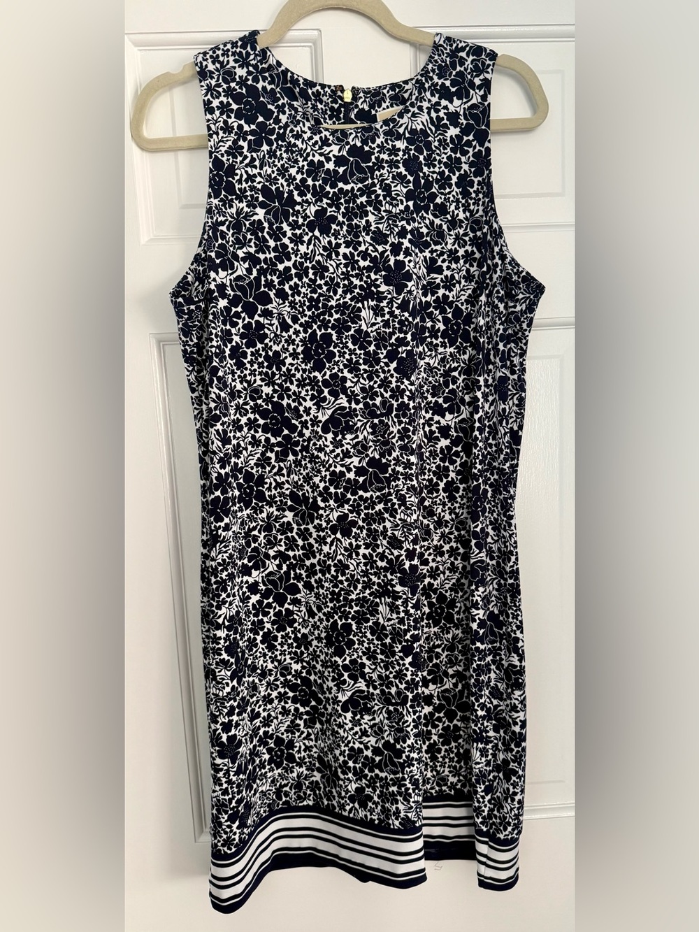 Michael Kors Shift Dress, Navy & White, Back Zip, Sz L